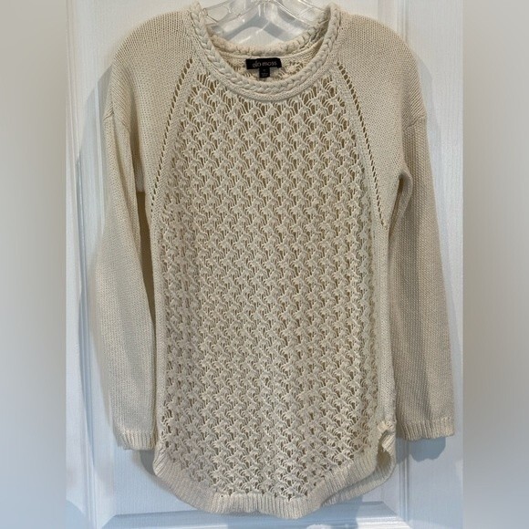 Ella Moss Emma Sweater Natural Loose Knit Vintage Feel Size XS - Picture 2 of 7